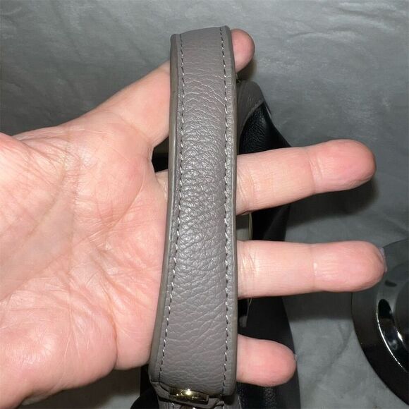 Emma Fox Women's Black, Cream & Taupe Leather Satchel Handbag Medium Size - Picture 11 of 14